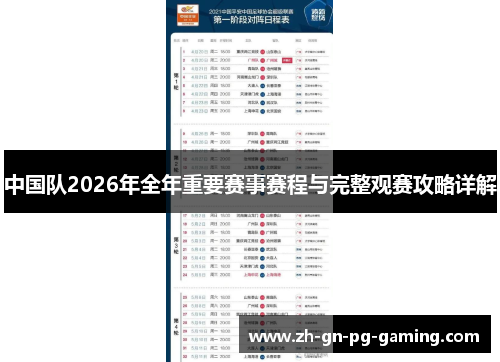 中国队2026年全年重要赛事赛程与完整观赛攻略详解