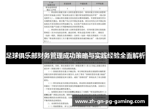 足球俱乐部财务管理成功策略与实践经验全面解析 足球俱乐部财务管理成功策略与实践经验全面解析