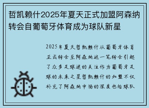 哲凯赖什2025年夏天正式加盟阿森纳转会自葡萄牙体育成为球队新星